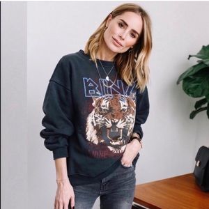 Anine Bing Tiger Sweatshirt, Washed Black